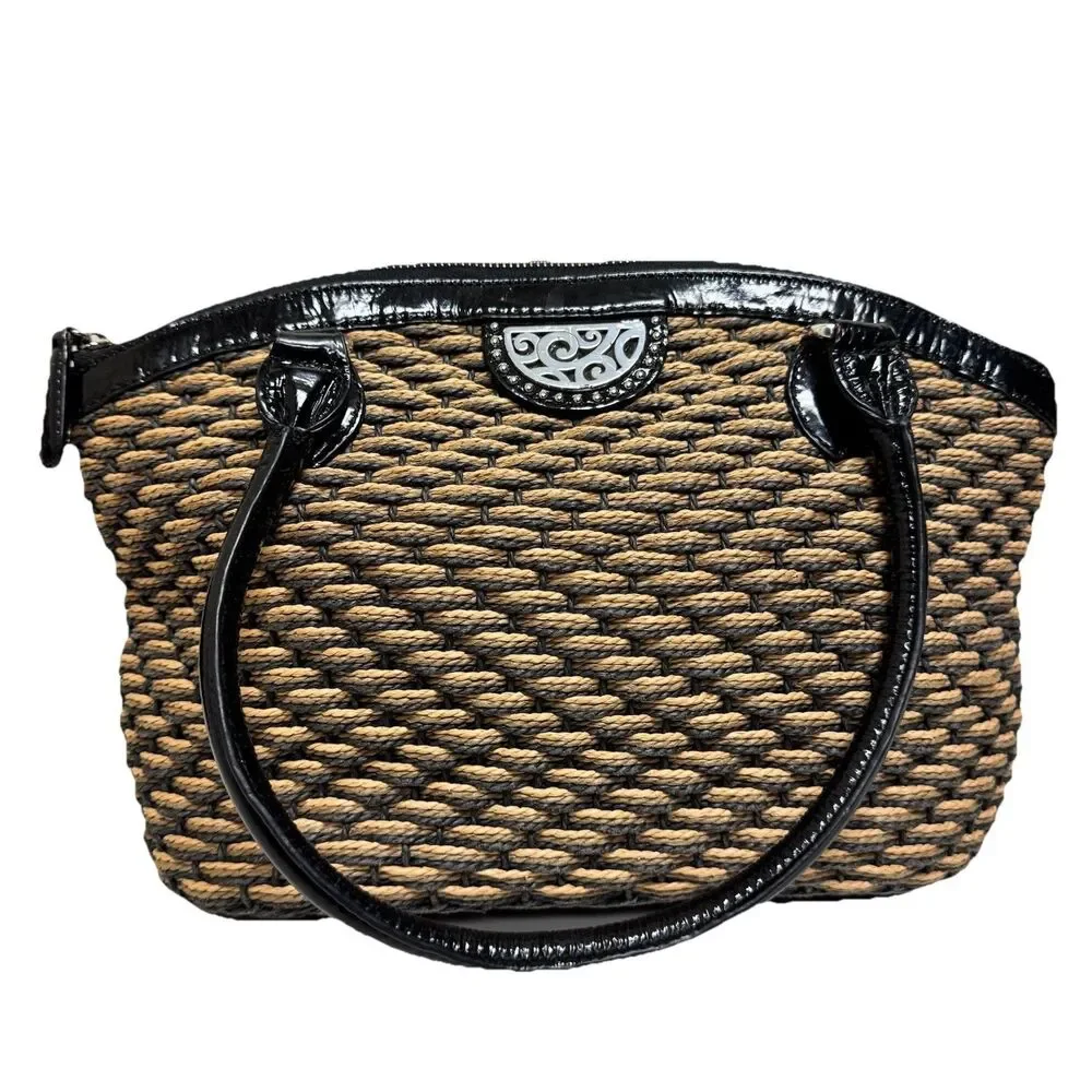 Vintage Brighton Woven Straw Shoulder Crossbody Handbag Purse - Picture 12 of 12